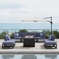 thumbnail image 1 of LayinSun Large Aluminum Patio Furniture Set with Fire Pit Table, 9 Pieces Modern Outdoor Conversation Set Sectional Metal Sofa Set with Olefin Cushion, 1 of 9