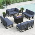thumbnail image 1 of LayinSun Large Aluminum Patio Furniture Set with Fire Pit Table, 9 Pieces Modern Outdoor Conversation Set Sectional Metal Sofa Set with Olefin Cushion, 1 of 10