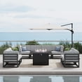 thumbnail image 1 of LayinSun Large Aluminum Patio Furniture Set with Fire Pit Table, 9 Pieces Modern Outdoor Conversation Set Sectional Metal Sofa Set with Olefin Cushion, 1 of 9