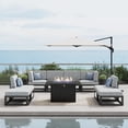 thumbnail image 1 of LayinSun Large Aluminum Patio Furniture Set with Fire Pit Table, 9 Pieces Modern Outdoor Conversation Set Sectional Metal Sofa Set with Olefin Cushion, 1 of 10
