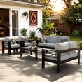 thumbnail image 1 of LayinSun Outdoor Aluminum Furniture Set, 5 Pieces Patio Sectional Conversation Chat Sofa Modern Seating Set with Coffee Table, 1 of 7