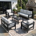 thumbnail image 1 of LayinSun Outdoor Aluminum Furniture Set, 5 Pieces Patio Sectional Conversation Chat Sofa Modern Seating Set with Coffee Table, 1 of 10
