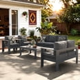 thumbnail image 1 of LayinSun Outdoor Aluminum Furniture Set, 5 Pieces Patio Sectional Conversation Chat Sofa Modern Seating Set with Coffee Table, 1 of 7