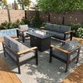thumbnail image 1 of LayinSun Outdoor Aluminum Furniture Set with Fire Pit Table, Modern Patio Conversation Sets for Porch, Backyard, 1 of 9