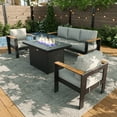 thumbnail image 1 of LayinSun Outdoor Aluminum Furniture Set with Fire Pit Table, Modern Patio Conversation Sets for Porch, Backyard, 1 of 9