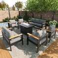 thumbnail image 1 of LayinSun Outdoor Aluminum Furniture Set with Fire Pit Table, Modern Patio Conversation Sets for Porch, Backyard, 1 of 9