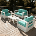 thumbnail image 1 of LayinSun Oversized Aluminum Outdoor Furniture Set, 4 Piece Patio Sofa Sets with Coffee Table, Deep Seating and Upgraded 6-inch Cushions for Porch, Balcony, Deck, 1 of 8