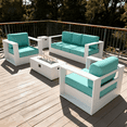 thumbnail image 1 of LayinSun Oversized Aluminum Outdoor Furniture Set, 4 Piece Patio Sofa Sets with Fire Pit Table, Deep Seating and Upgraded 6-inch Cushions for Porch, Balcony, Deck, 1 of 8