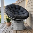 thumbnail image 1 of LayinSun Oversized Outdoor Rattan Swivel Papasan Chair with 6" Soft Thickened Cushion for Patio, Deck, Living Room, 1 of 7