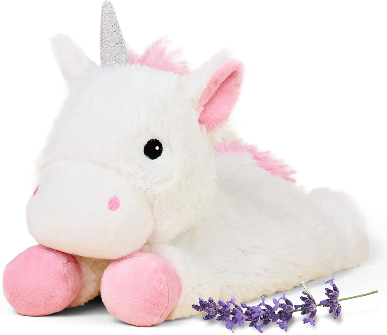 warmies 13” Laying Unicorn Stuffed Animal, Microwavable Heated Plushies and Weighted Soft Plush Toys
