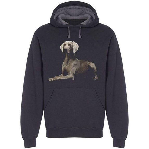Laying Down Weimaraner Hoodie Men -Image by Shutterstock, Male Small