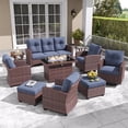 thumbnail image 1 of Layinsun 10 Pieces Patio Furniture Set with Swivel Chairs, Rattan Wicker Rocking Glide Chairs with 44" Propane Gas Fire Pit Table Conversation Set, 1 of 9