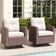 Layinsun 2 Pieces Patio Furniture Set with Swivel Chairs, Rattan Wicker Rocking Glide Chairs
