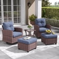 thumbnail image 1 of Layinsun 5 Pieces Patio Furniture Set with Swivel Chairs, Rattan Wicker Rocking Glide Chairs with Ottomans Conversation Set, 1 of 8