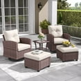 thumbnail image 1 of Layinsun 5 Pieces Patio Furniture Set with Swivel Chairs, Rattan Wicker Rocking Glide Chairs with Ottomans Conversation Set, 1 of 8