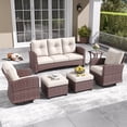thumbnail image 1 of Layinsun 6 Pieces Patio Furniture Set with Swivel Chairs, Rattan Wicker Rocking Glide Chairs with Ottomans Conversation Set, 1 of 8