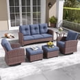 thumbnail image 1 of Layinsun 6 Pieces Patio Furniture Set with Swivel Chairs, Rattan Wicker Rocking Glide Chairs with Ottomans Conversation Set, 1 of 8