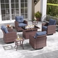 thumbnail image 1 of Layinsun 7 Pieces Patio Furniture Set with Swivel Chairs, Rattan Wicker Rocking Glide Chairs with 44" Propane Gas Fire Pit Table Conversation Set, 1 of 8