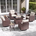 thumbnail image 1 of Layinsun 7 Pieces Patio Furniture Set with Swivel Chairs, Rattan Wicker Rocking Glide Chairs with 44" Propane Gas Fire Pit Table Conversation Set, 1 of 8