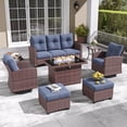 thumbnail image 1 of Layinsun 7 Pieces Patio Furniture Set with Swivel Chairs, Rattan Wicker Rocking Glide Chairs with 44" Propane Gas Fire Pit Table Conversation Set, 1 of 9