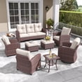 thumbnail image 1 of Layinsun 9 Pieces Patio Furniture Set with Swivel Chairs, Rattan Wicker Rocking Glide Chairs with Ottomans Conversation Set, 1 of 8
