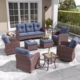thumbnail image 1 of Layinsun 9 Pieces Patio Furniture Set with Swivel Chairs, Rattan Wicker Rocking Glide Chairs with Ottomans Conversation Set, 1 of 8