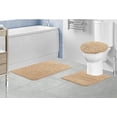 thumbnail image 1 of Layla 3 Piece Shaggy Bathroom Rug Set, Bath Mat, Contour Rug, Standard Toilet Lid Cover, Non-Slip, Solid Color (Gold), 1 of 3