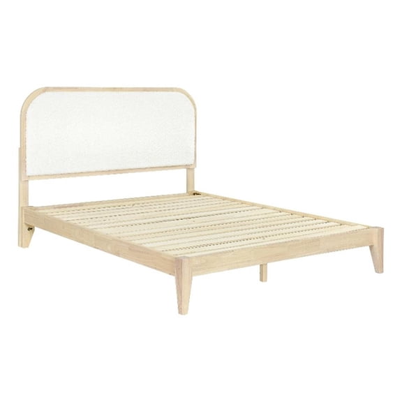 Layla - Complete Bed - Full - Natural Finish - White Upholstery