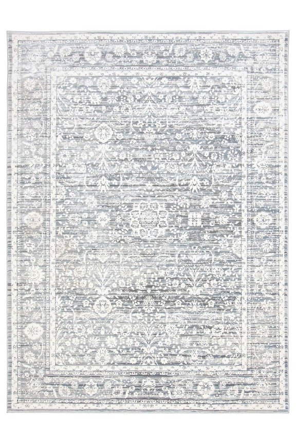 Layla Cream, Grey Polypropylene Rug 3'11" x 5'11"