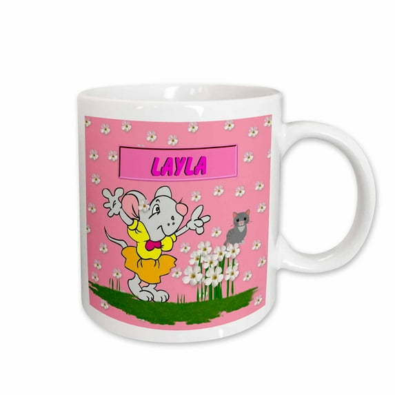 3drose, Layla - Decorative Name Specific Childrens Art, 11oz Mug