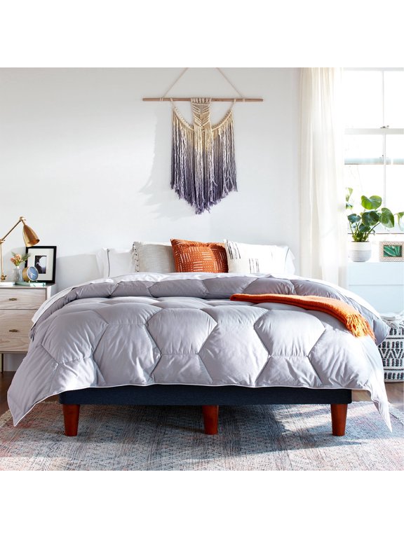 Down Alternative Comforter | All Season Duvet | Premium Luxury Cotton Hexagon Pattern (Gray, Twin/Twin XL)