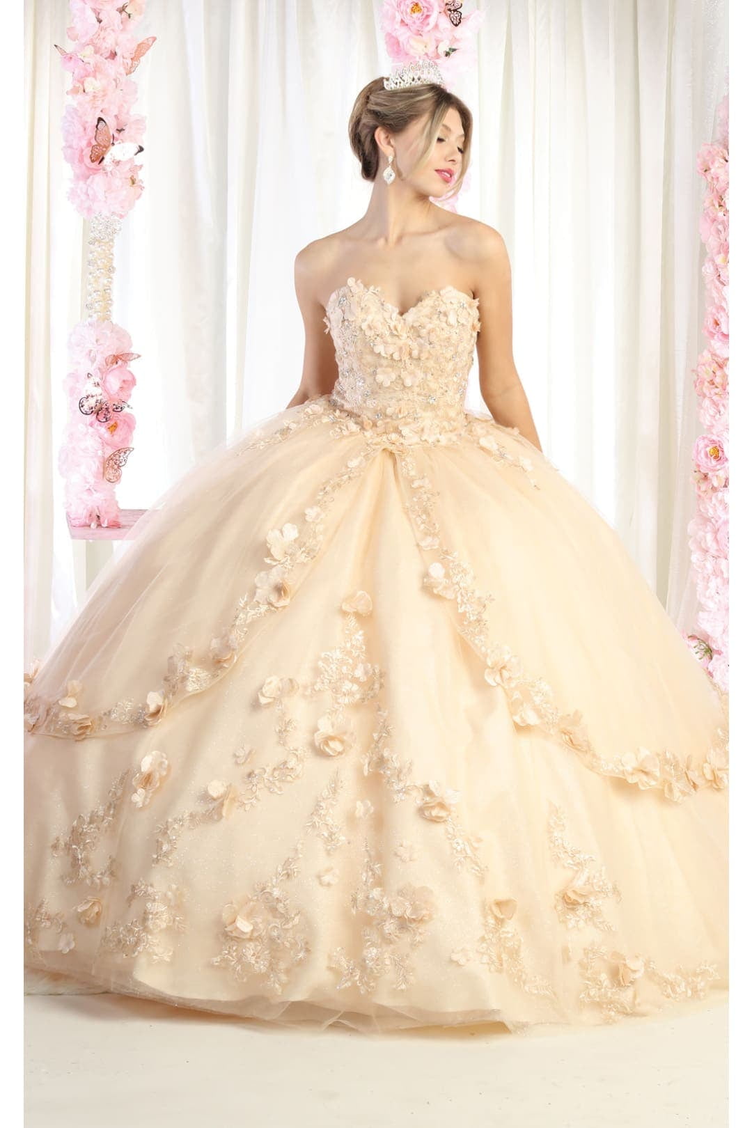 V Neck Embellished Quinceanera Ball Gown by LK195