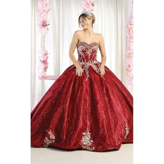 Women's Layla K Sweet 16 Birthday Party Dress Burgundy Gold Style LK179 Ball Gown And 4 BURGUNDY/GOLD