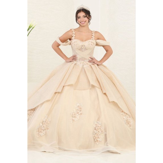 Women's Layla K Vestidos De Quinceañera 15 Años Dress Ball Gown LK250 Champagne Goldish Beige 8