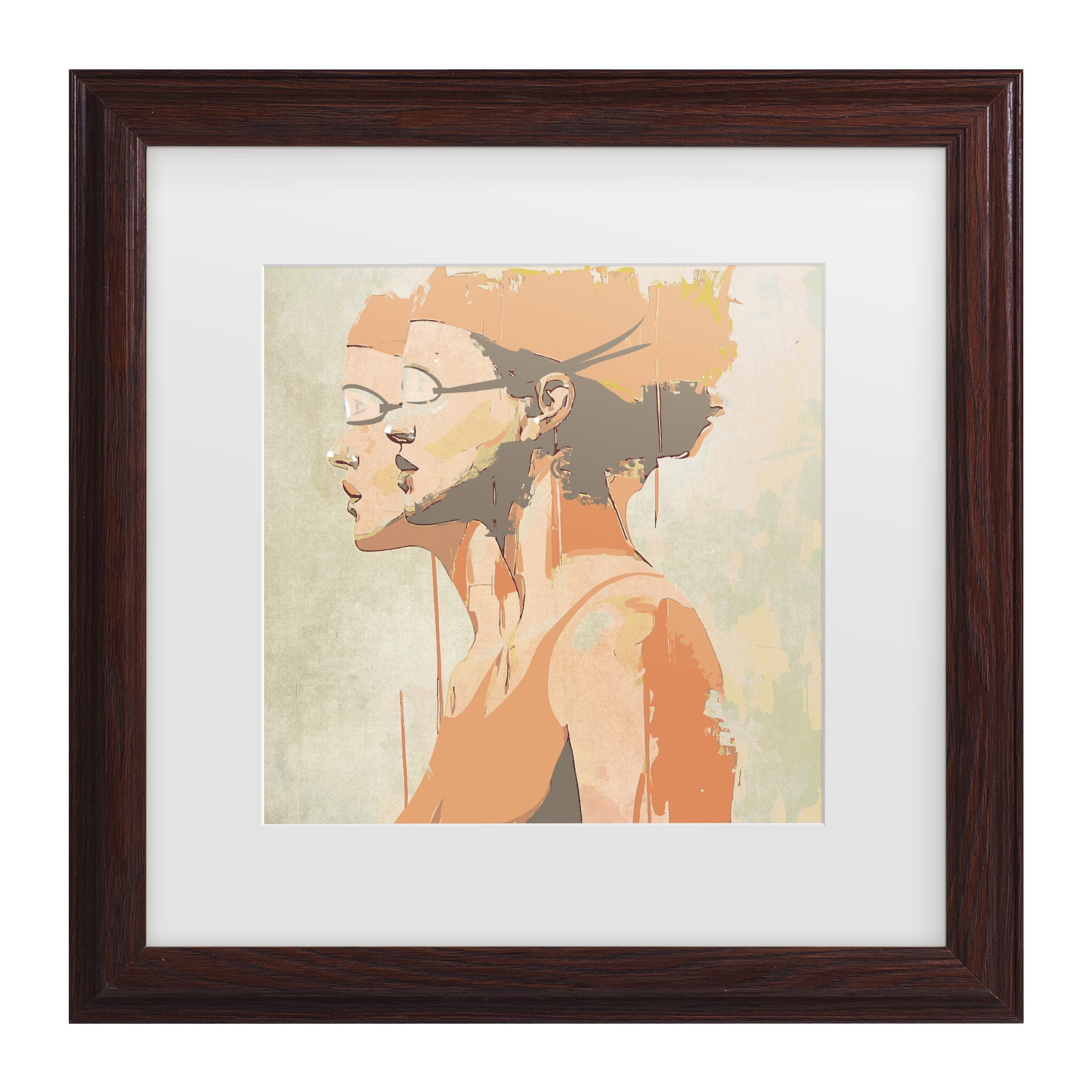 Layla Oz ‘Swimming Twins’ Matted Framed Art  - 16x16