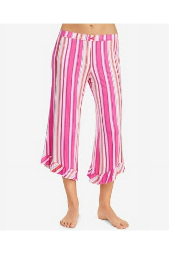 Pink Stripe Ruffle-Cuff Pajama Pants Pink Large