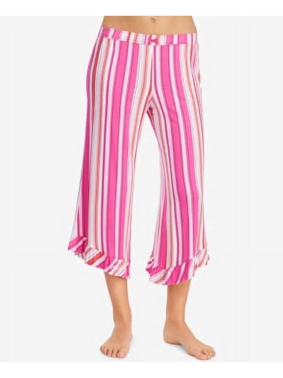 Pink Stripe Ruffle-Cuff Pajama Pants Pink Medium
