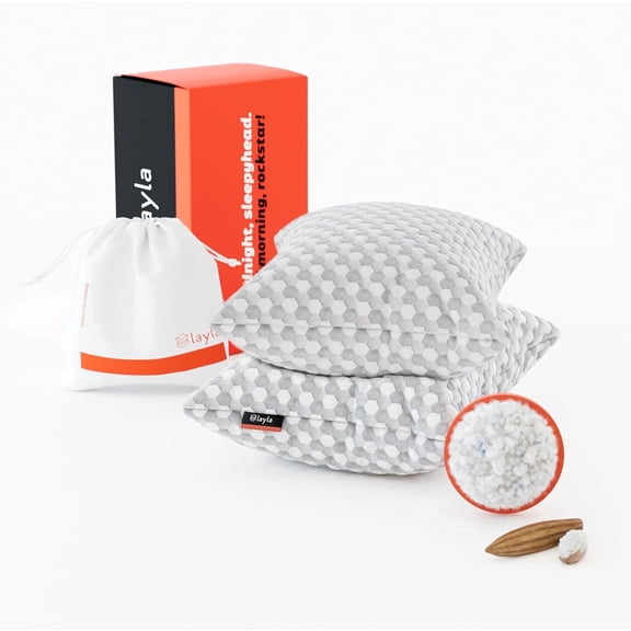 Layla Sleep Kapok Pillows | Cooling Capabilities | Comfortably Adjustable |Size: Standard/Queen (2 PACK)
