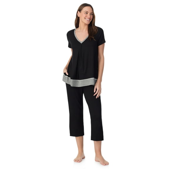 Layla Women's Sleepwear 2-Piece Knit Short Sleeve Top and Pant Pajama Set, Sizes XS-4X