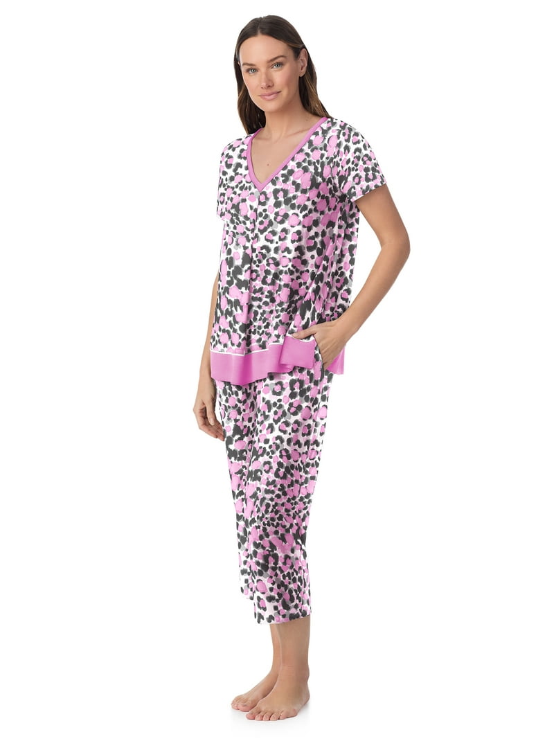 Layla Women's Sleepwear 2-Piece Knit Short Sleeve Top and Pant