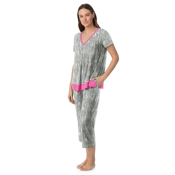 Layla Women's Sleepwear 2-Piece Knit Short Sleeve Top and Pant Pajama Set, Sizes XS-4X