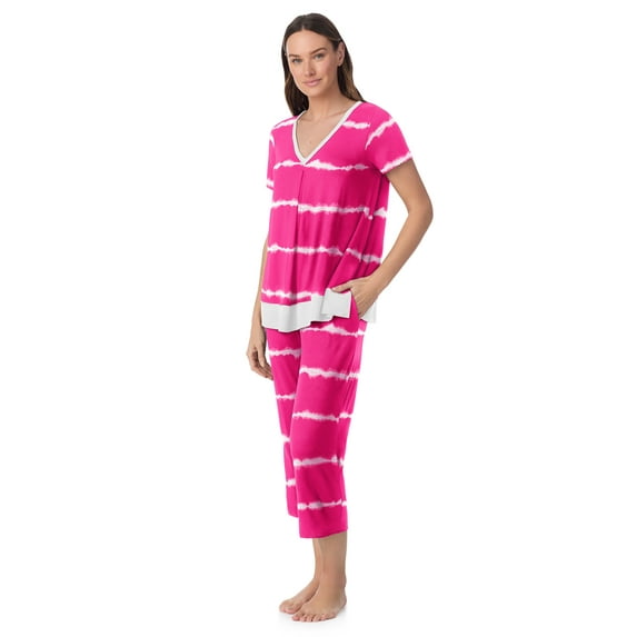 Layla Women's Sleepwear 2-Piece Knit Short Sleeve Top and Pant Pajama Set, Sizes XS-4X