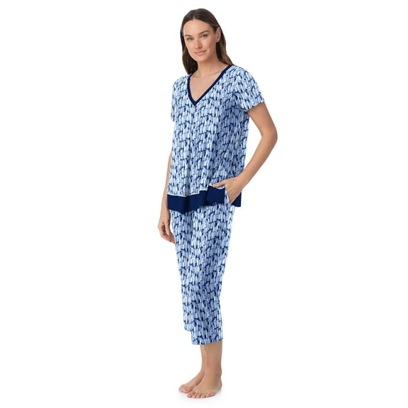 Layla Women's Sleepwear 2-Piece Knit Short Sleeve Top and Pant Pajama Set, Sizes XS-4X