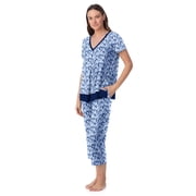 Layla Womens Sleepwear 2-Piece Knit Short Sleeve Top and Pant Pajama Set, Sizes XS-4X
