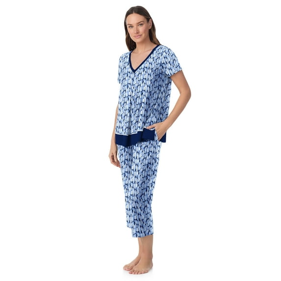 Layla Women's Sleepwear 2-Piece Knit Short Sleeve Top and Pant Pajama Set, Sizes XS-4X