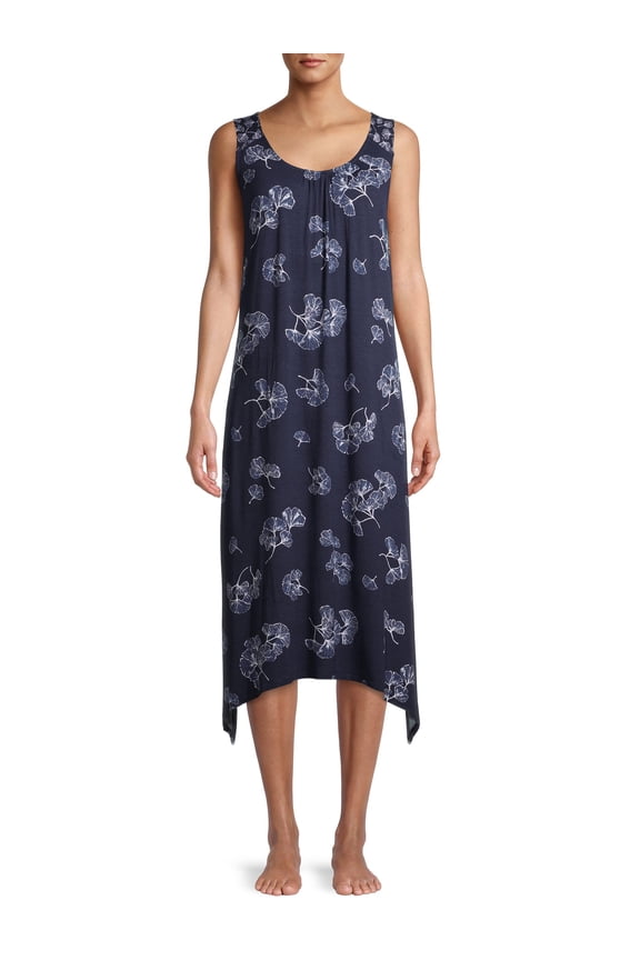 Women's and Women's Plus Knit Midi Chemise Nightgown