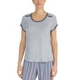 thumbnail image 1 of Layla Womens Contrast-Trim Lace Detail Pajama Top (Grey Heather, Small), 1 of 1