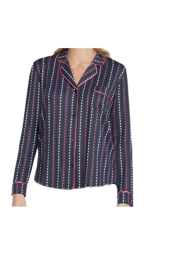 Womens Printed Contrast-Trim Top