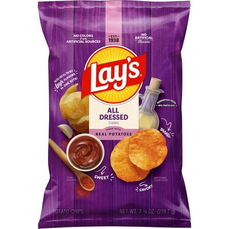 Lays All Dressed Potato Chips 7.75 oz Bag