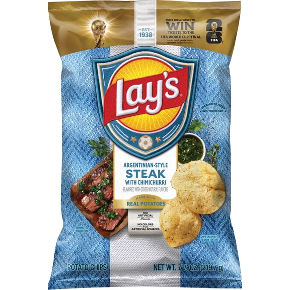 Lay's Argentinian-Style Steak with Chimichurri Potato Chips, 7.75 oz Bag